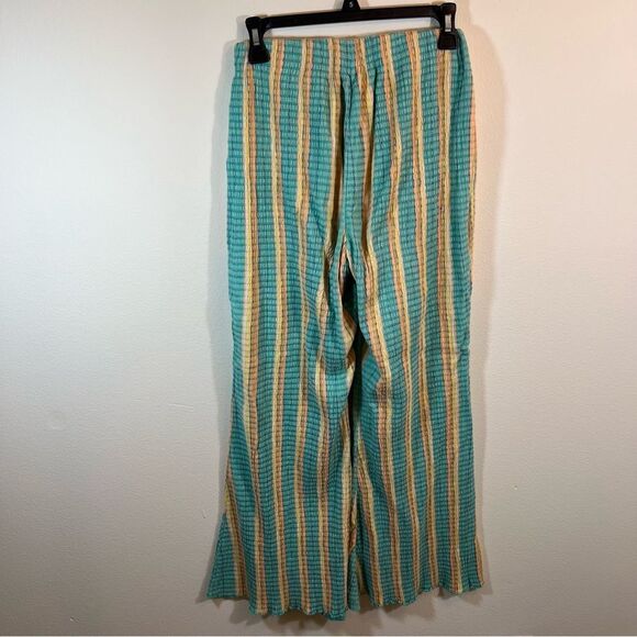 ✨ Free People Women’s Fine Line Slim Pants Aqua Orange Yellow Stripe XS - Picture 8 of 15